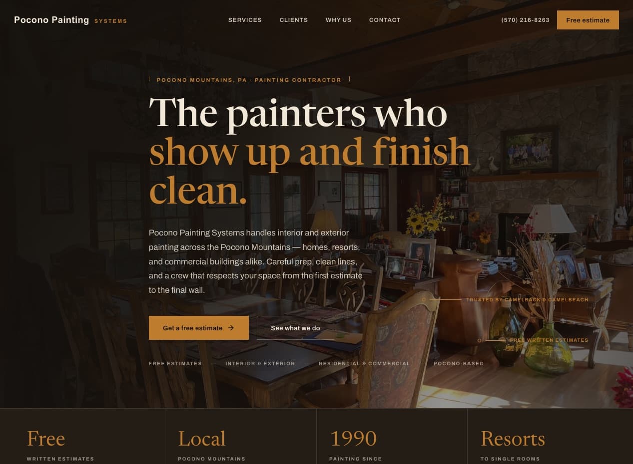 Pocono Painting Systems — a painting contractor website built by Pezzula
