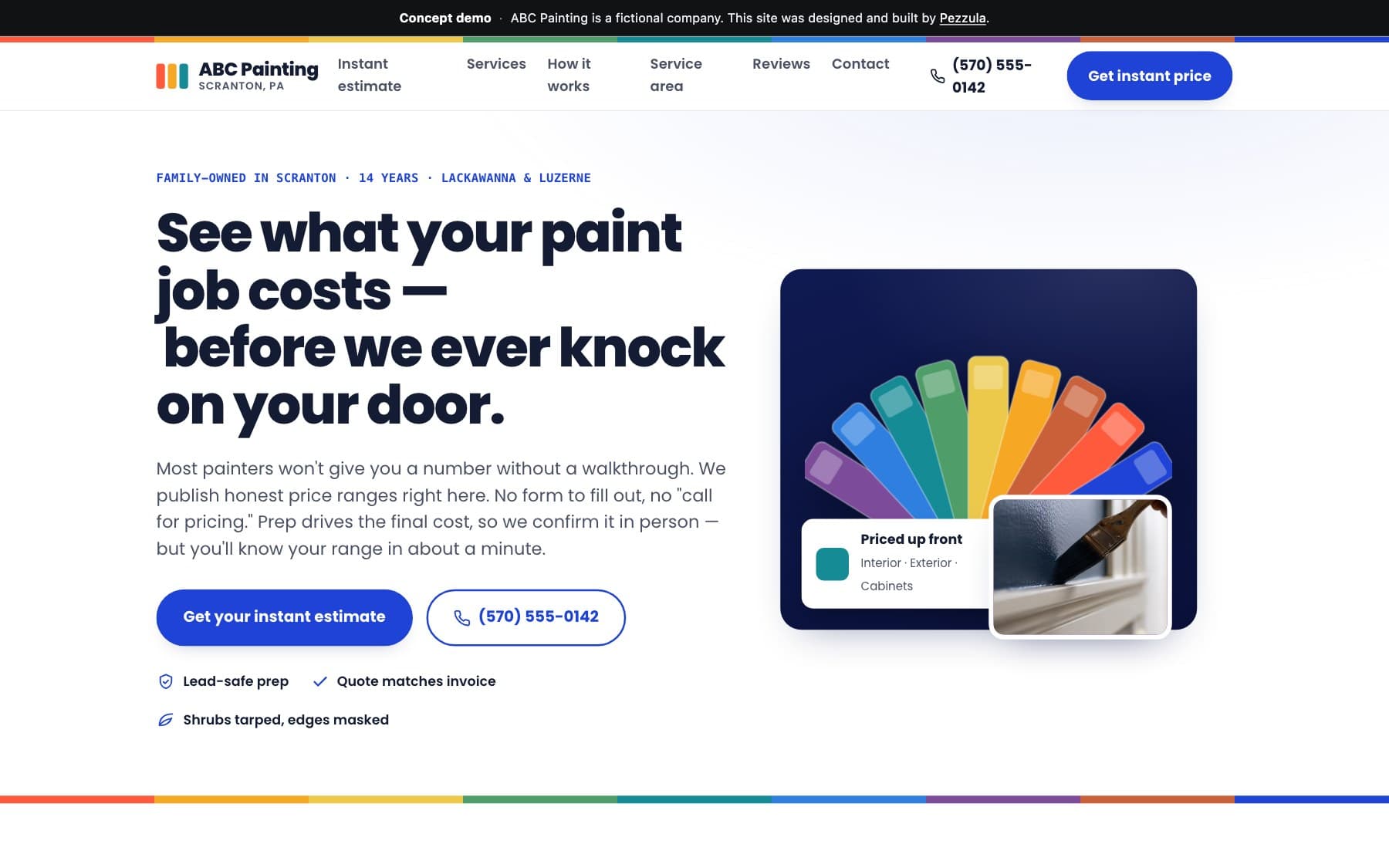 ABC Painting — a painting contractor website design concept by Pezzula